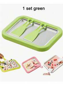 3件套冰淇淋机套装,家用冰淇淋机,含冷冻托盘和2个刮刀,DIY冰淇淋托盘,不锈钢冷冻甜点机,适用于饮料、奶茶店、家庭鸡尾酒、夏季饮品、咖啡机、饮品爱好者、派对餐饮、制作创意特色饮品、冰淇淋、刨冰、意式冰淇淋机 - 彩色 - 查看 12