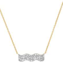 18K镀金925纯银设计师项链，镶嵌锆石波浪吊坠，优雅女士款 - Zircon necklace - 查看 4
