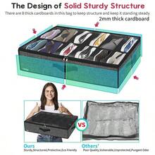 Bộ 2 túi đựng giày bền chắc đặt dưới gầm giường, chứa được đến 12 đôi, giải pháp sắp xếp giày dép dưới gầm giường với cửa sổ trong suốt, thông thoáng tốt. - Nhiều màu - Xem 8