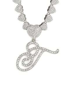 字母吊坠项链 迈阿密链条项链 女士嘻哈镶钻字母吊坠项链 珠宝礼物 - 愛心字母項鍊 - 查看 19