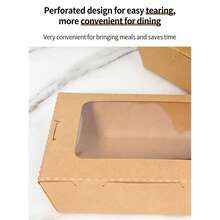 Bộ 2 hộp đựng thức ăn mang đi kiểu cửa sổ, hộp cơm trưa bằng giấy sáp, hộp đựng thực phẩm bằng giấy sáp dùng một lần, thích hợp cho bữa trưa, nhà hàng, dịch vụ ăn uống, tiệc tùng, dã ngoại. - màu nâu - Xem 7