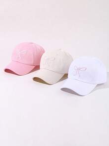 1/3件装 Y2K风格蝴蝶结刺绣女式棒球帽，可调节防晒休闲帽，适合春秋季旅行、海滩派对 - 蝴蝶結 - 查看 6