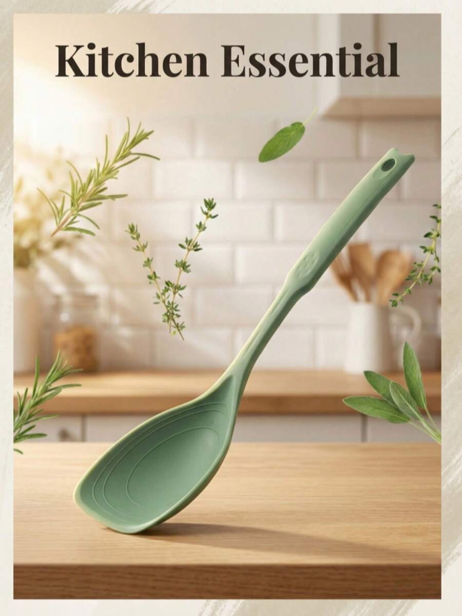 1pc Silicone Cooking Spoon, Non-Stick & Scratch Resistant, Heat Resistant Kitchen Utensil, Durable Dishwasheable Spoon For Stirring, Serving, Pancakes & Omelets, Ideal For Home Kitchen - Multicolor - View 1