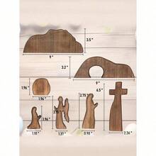 Wooden Easter Resurrection Scene & Cross Decor Set, Jesus Tomb Tray, Nativity Scene Decoration, Suitable For Religious Places, Home Office Desktop, Christian Gifts, Figurine Decor, Easter Dinner Table Decoration, Mothers Day Gift, Birthday Gifts For Moms - Brown - View 9