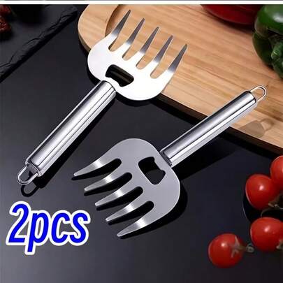 SOKANY 2件套多功能熊爪式肉撕器，可用作肉叉、肉夹、蔬菜保护器，还可用作开瓶器，适用于牛肉、鸡肉、烧烤，防滑耐热，不锈钢材质，厨房必备品