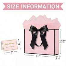 13" Gift Bag With Handles And Bow Ribbon Large Gift Bag With 3 Tissue Paper And 1 Card For Birthdays Baby Showers Wedding Bridal Showers Mother's Day Light Pink - Light Pink - View 2