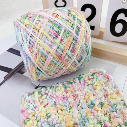 1 cuộn 100g sợi len hỗn hợp nhiều màu, sợi len mềm mại kiểu hoa sen nhiều màu sắc, sợi len dày dặn độc đáo, thích hợp làm thủ công mùa xuân hè, dùng để đan móc, làm túi xách DIY, phụ kiện thủ công và các dự án thủ công khác.