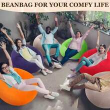 1pc Inflatable Sofa, Inflatable Lazy Sofa, PVC Single Spherical Sofa, Foldable Outdoor Leisure Sofa Chair (Bulk Goods With Gray And Black Bottoms, Shipped Randomly) - Khaki - View 9