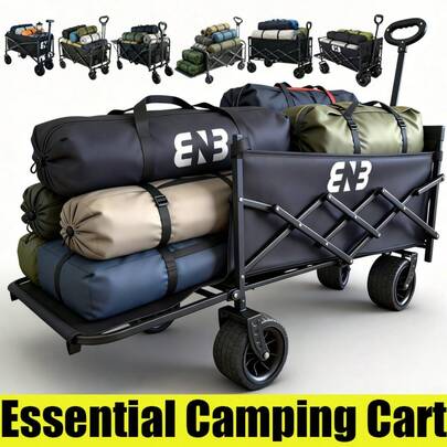 Este carrito de compras plegable de alta capacidad de carga de 150-400 kg, multifuncional y de gran capacidad, cuenta con una puerta trasera, ruedas todo terreno, portavasos y está hecho de tela Oxford 600D. Adecuado para camping, compras de supermercado, jardinería, salidas a la playa y talla grande.