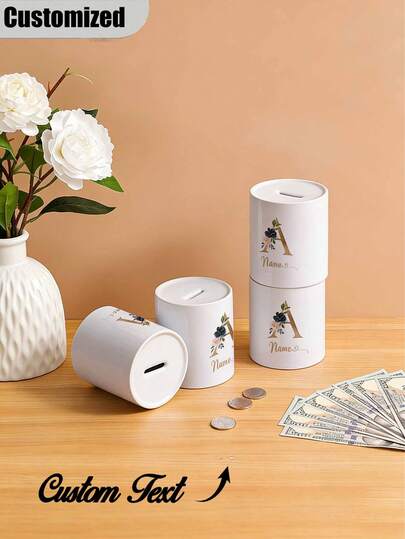 Personalized Piggy Bank, Custom Name Piggy Bank,Custom Name Pattern With 26 Letters,Designed For Coin Collection. This Little Money Bank Makes A Great Gift For Him Or Her,Coin Bank, Multi-Functional, Ornamental, Letter, Stylish, Soft, Modern, Colorful, Kawaii, Adorable, Cute, Casual, Custom, Personalized, Unique, Customized, Baby Gifts, Ideal Gifts For Him, Ideal Gifts For Her, Son, Daughter Back To School,Christmas Gift Supplies