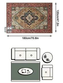 1pc Vintage Persian-Bohemian Classic Floral Rug/Carpet/Area Rug/Doormat, Soft Faux Wool, Suitable For Bathroom, Kitchen, Entryway, Hallway, Bedside, Living Room, Bedroom, All Season Machine Washable, Home Decor - Multicolor - View 12