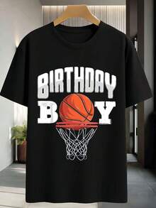 Maglietta regalo per compleanno da basket, 100% cotone, girocollo, vestibilità comoda, street hip-hop - nero - Visualizzare 2