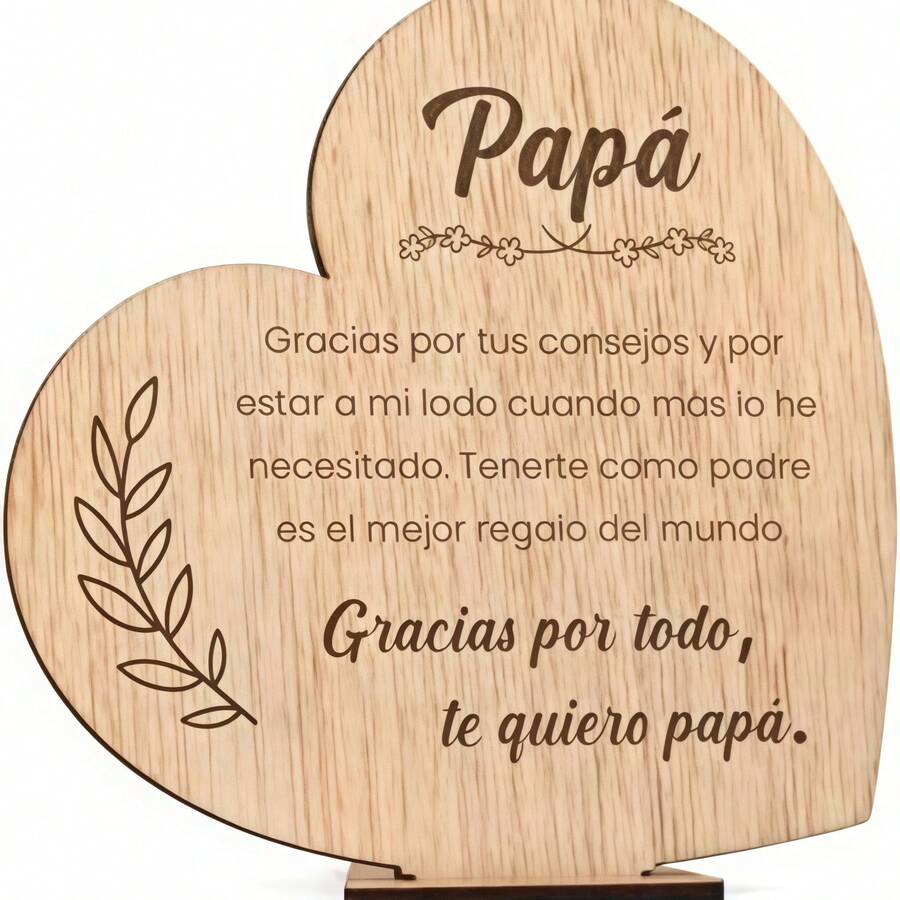 1pc Wooden Father's Day Card, Special Gift Decor For Dad's Birthday, Happy Father's Day - A - View 1