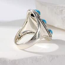 Exotic Bohemian Turquoise Ring, Minimalist Oval Design Showcases Elegance, Suitable For Various Festivals And Parties, A Unique Gift Idea - Silver - View 4