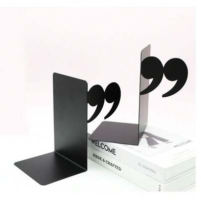 Desk Accessories Creative Quote Metal Punctuation Bookend, Desktop Book Organizer Shelf, Study Room Decor Bookstand Craft