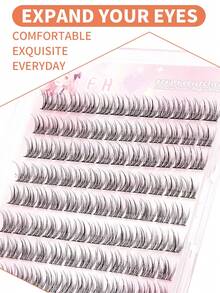 120pcs Glue-Free Mink Eyelashes, Natural Wispy Fishbone Segmented Lashes, C Curl Individual Lashes, High Volume Set Suitable For Beginners - C - View 6