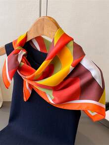 1pc 70cm Bandana With Geometric Pattern, Versatile Waist Scarf, Headband, Head Wrap - Multicolor - View 4