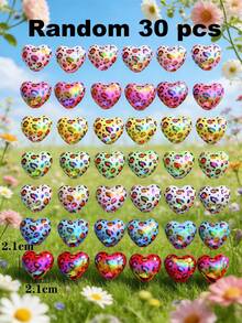 5/10/20/30/50pcs Multi-Color Fashionable Cute Leopard Print Heart Beads, Focal Beads Suitable For DIY Necklace, Bracelet, Earring, Keychain, Phone Strap, Decorative Pen, Couples Gift - Multicolor - View 28