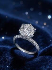 1 chiếc nhẫn thời trang cá nhân hóa dành cho nữ - Phụ kiện sang trọng, tinh tế - Nhẫn đính đá Zirconia - Trang sức ít gây dị ứng, thích hợp đeo hàng ngày, kỷ niệm ngày cưới hoặc quà tặng. - Bạc - Xem 3