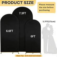 Black Arched Backdrops, 6ft, 6.6ft, 7.2ft, Wedding Arch Covers, Double-Sided Elastic Dome Arched Backdrops, Suitable For Weddings, Holiday Party Decorations, Banquets, Baby Showers, Bridal Showers, Valentine's Day, Home Décor, Bachelor/Bachelorette Parties, Party Supplies. - 黑色 - 查看 3