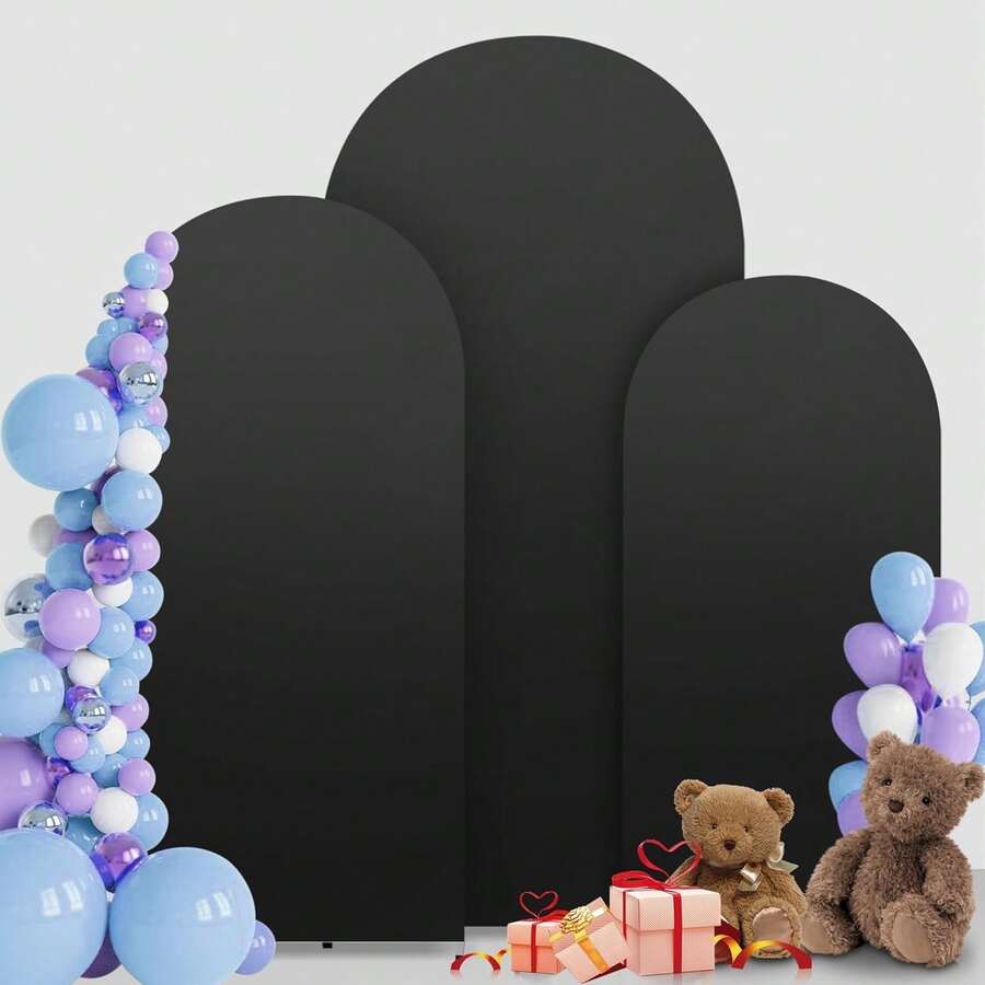 Black Arched Backdrops, 6ft, 6.6ft, 7.2ft, Wedding Arch Covers, Double-Sided Elastic Dome Arched Backdrops, Suitable For Weddings, Holiday Party Decorations, Banquets, Baby Showers, Bridal Showers, Valentine's Day, Home Décor, Bachelor/Bachelorette Parties, Party Supplies. - 黑色 - 查看 1