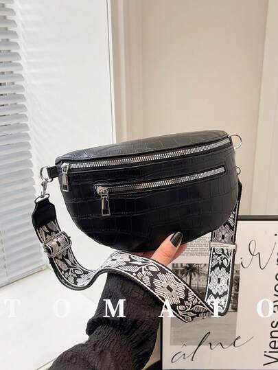 1 chiếc túi đeo ngực thời trang nữ, túi đeo chéo nhiều khóa kéo, chất liệu vân đá, dây đeo có thể điều chỉnh, phù hợp cho phụ nữ trẻ - đi chơi, mua sắm, đến lớp, hẹn hò, quà tặng cho nữ, văn phòng, công sở, du lịch