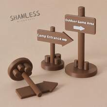 SHAMLESS 1:12 Scale Outdoor Camping Game Road Sign Model, Campsite Entrance/Outdoor Game Area Directional Arrow Sign Pole, Suitable For Dollhouse Outdoor Scene, Mini Camping Decor, DIY Micro Landscape Props - Direction Arrow Post_1pc - View 13