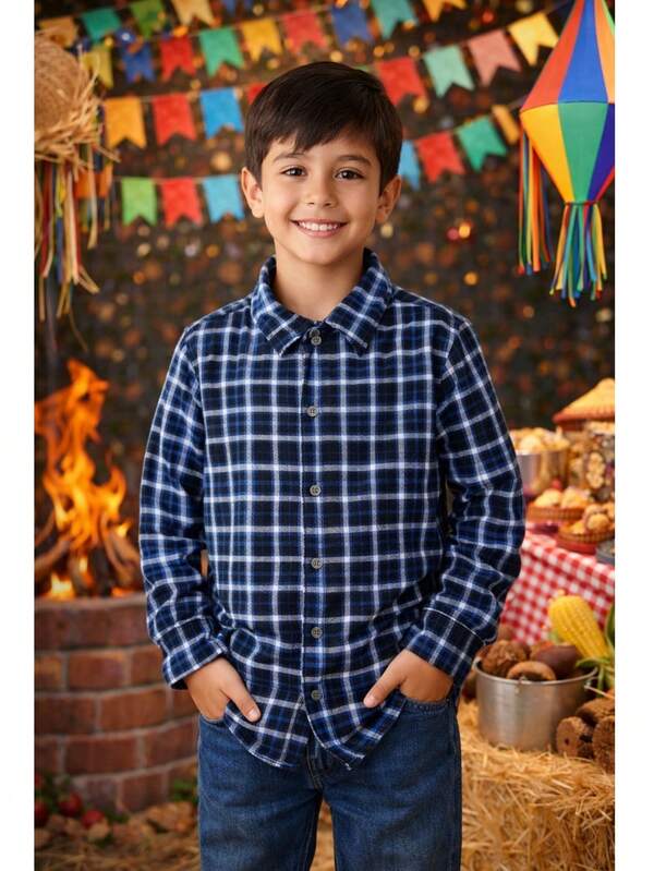Camisa Xadrez Infantil Masculina Flanelada REF: 1528