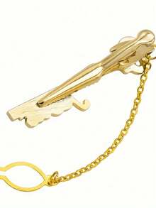 1pc Fashionable Key-Shaped Tie Clip For Men - Durable Copper Material, Suitable For Business & Casual Wear, Ideal Gift, Daily Wear, Guitar, Ship, Plane, Golf Ball, Music Note - Tie Clip - View 8