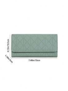 Quilted Green Long Wallet, Ultra-Thin Portable, Cash, Office Lady, Women, College, Business, Commute, Office, Anniversary, Valentine's Day Gift, Black Gift - Black - View 7