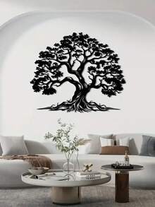 Vintage Tree Of Life Metal Wall Decor - Nature Inspired Original Metal Art, Farmhouse Style Living Room Wall Decor, Indoor Outdoor Nature Theme, Wall Mounted, Home Decor, Room Decor, Birthday Graduation Gift - 黑色 - 查看 5