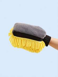 Double-Sided Car Washing Gloves, Waterproof Lining, Made Of Microfiber And Faux Wool, Won't Scratch, Helps Produce Foam, Ideal For Car Detailing, Washing And Drying, A Useful Car Cleaning Tool - A - View 13