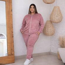 Women's Plush Set With Hood, Winter Sizes M To G3 Plus Size, Warm Thermal Velvet, Stylish And Elegant - 各種各樣的 - 查看 2