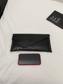 时尚纯色优雅鳄鱼纹信封手拿包，休闲百搭手提包 - 彩色 - 查看 3