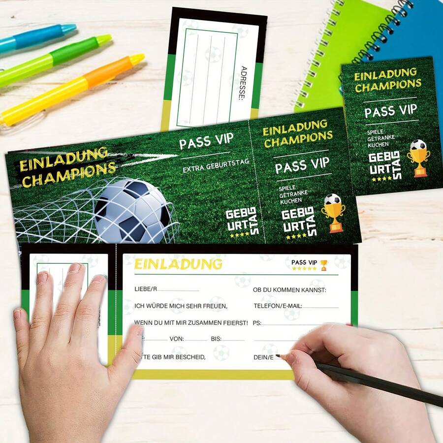 10/30 Thiệp Mời Tiệc Bóng Đá - Chủ đề Vé Sinh Nhật Bóng Đá, Thiết Kế Độc Đáo, Dành Cho Cả Nam và Nữ, Đã Điền Sẵn Thông Tin, Điền Nhanh, Thích Hợp Cho Tiệc Sinh Nhật Bóng Đá, Sự Kiện và Hoạt Động Trường Học.