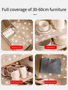 1 Roll Daisy Pattern Kitchen Cabinet Shelf Liner, Non-Adhesive Drawer Mat, Anti-Slip Refrigerator Pad, EVA Waterproof Fridge Liner, Easy Cleaning Placemats - Flowers - View 6
