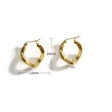 1件装时尚扭曲抛光不锈钢耳环，奢华个性化设计，百搭派对庆典嘻哈耳环饰品 - 金色 - 查看 2