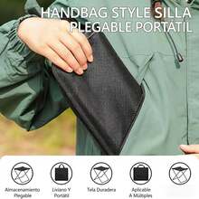 Taburete plegable portátil de 13 pulgadas, taburete plegable compacto para adultos, taburete de camping portátil ultraligero negro, adecuado para senderismo y pesca, con una capacidad de peso de hasta 265 libras. - Negro - Ver 7