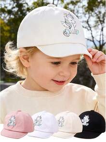 1pc Baby/Toddler/Little Girls' Soft Brim Sun Protection Baseball Cap, Windproof Hat For Spring, Summer, Autumn, Winter - Unicorn - View 1