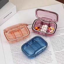 1pc Portable Weekly Pill Box, Waterproof Sealed Compact Pill Case For Medication Storage - Fyra-rutnät-vitt - Visa 1