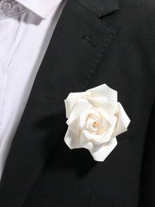 1pc Men's Fashion Solid Mint Green Rose Boutonniere, Suitable For Wedding, Banquet, Party - Multicolor - View 8