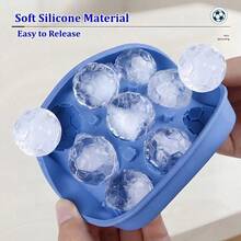 Bộ 2 khay silicon hình quả bóng đá, khuôn làm đá viên 9 ngăn bằng silicon, khuôn đá viên tròn, hộp đựng đá mùa hè. - A - Xem 4