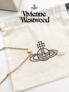Vivienne Westwood Bộ sưu tập mặt dây chuyền Tiny Orb mới, dây chuyền Aurora Pilot cỡ trung, mạ vàng, bằng đồng thau, đính đá lấp lánh. - Vàng - Xem 11