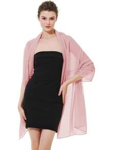 1件雪纺披肩围巾，适合搭配新娘婚纱、派对礼服、晚礼服和特殊场合服装 - 淺粉色 - 查看 7