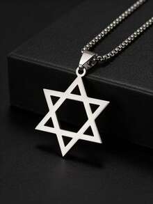 1 chiếc dây chuyền mặt hình ngôi sao sáu cánh rỗng bằng thép không gỉ dành cho nam, mặt dây chuyền ngôi sao David, trang sức phong cách Punk Rock Hip Hop, thiết kế hình học lục giác, đá sinh tháng Tư, quà tặng cho nam giới, bề mặt kim loại được đánh bóng. - Vàng - Xem 9
