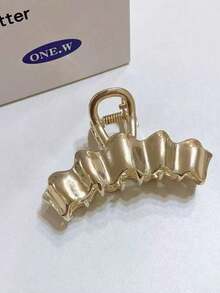 1个加大码女士镂空金属发夹，适合日常使用 - 波紋圖案 - 查看 2