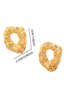 Stainless Steel Irregular Pleated Earrings For Women Metal Earrings Jewelry 2026 Trending Vintage Exaggerated Gold Color Earrings - Multicolor - View 2