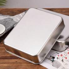 Stainless Steel Tiramisu Dish, Flat Square Tray, Rectangular Box With Lid, Steaming Cake Baking Tray, Serving Platter - Multicolor - View 7