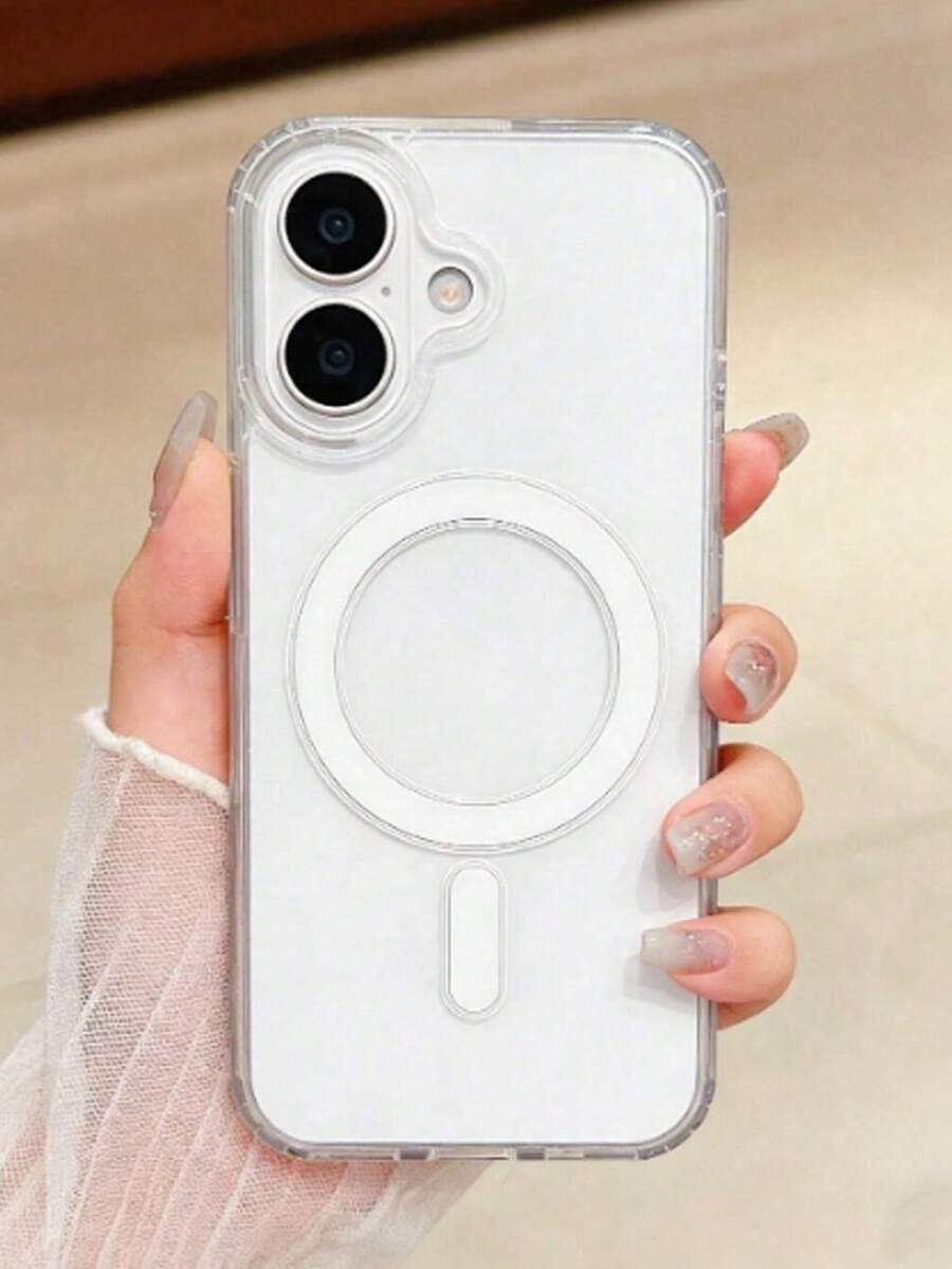 1pc Transparent Magnetic Phone Case, Supports Wireless Charging, Compatible With IPhone 17 Pro Max, 17 Pro, 17, 16 Pro Max, 16 Pro, 16, 15 Pro Max, 15 Pro, 15, 14 Pro Max, 14 Pro, 14, 13 Pro Max, 13 Pro, 13, 12, 11 Pro And Pro Max, Scratch-Resistant Protective Case - Transparent - View 1