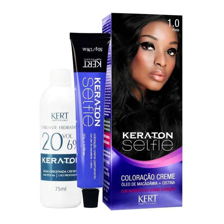 Keraton Selfie Hair Dye - Full Gray Coverage - Choose Your Color - 1.0 Black - View 1